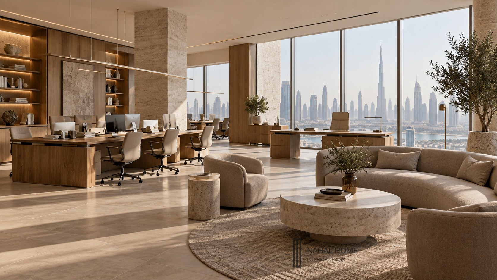Illustrative open workplace interior