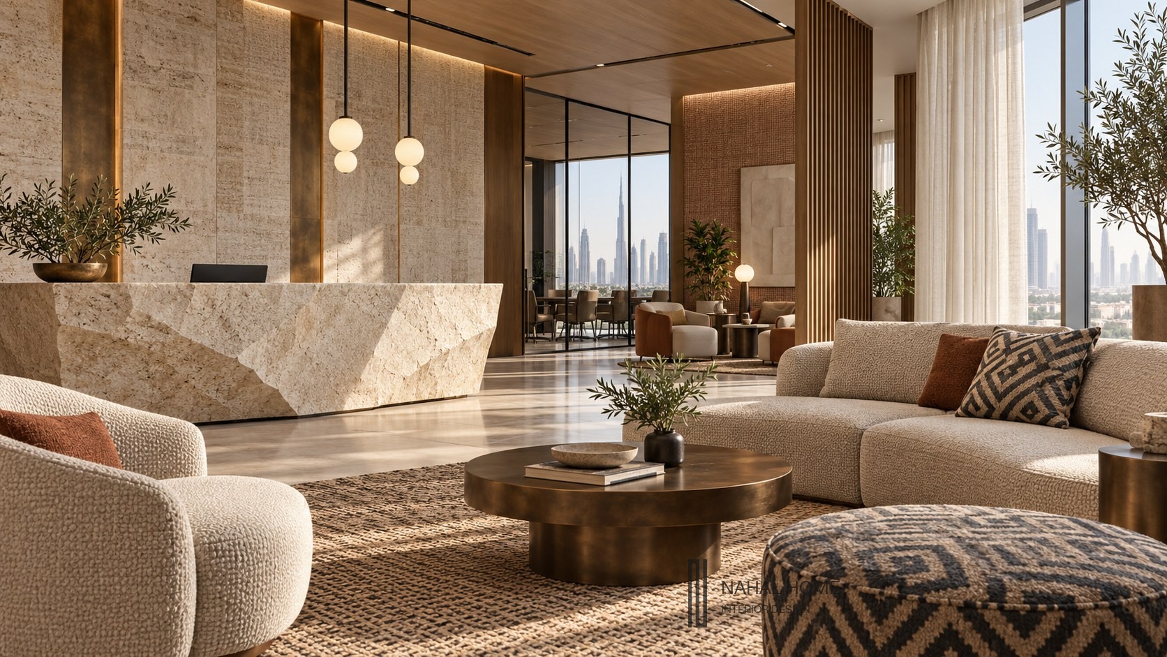 Illustrative corporate reception interior